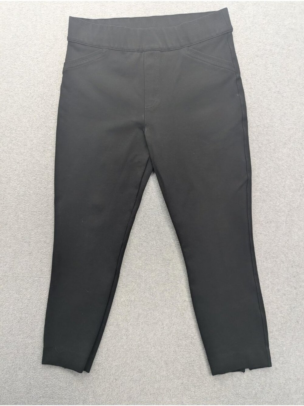 Spanx Pants Womens Petite Large Black Ponte Slim Ankle Dress Pull On Shaping